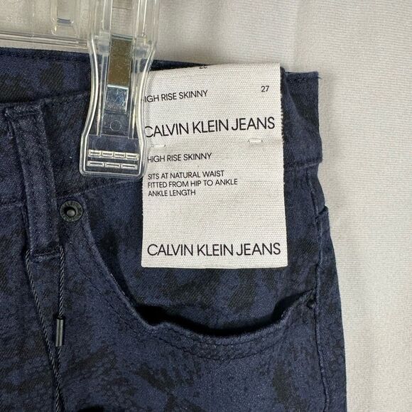 NWT Calvin Klein Women’s Blue Snakeskin Print High Rise Skinny Denim Jeans 27 - Picture 8 of 11